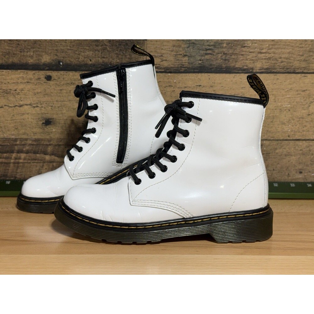 Dr Martens 1460 J White Patent Leather size Zip Boots 3 Y2K Emo Goth Prep